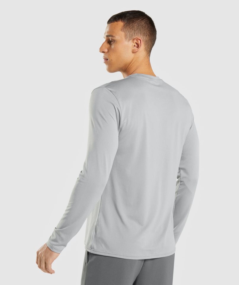 Men's Gymshark Arrival Long Sleeve T-Shirts Grey | CA 13D576